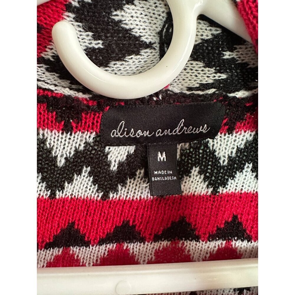 Alison Andrews Cardigan red, black, white, career, chevron - Picture 4 of 4